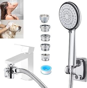 Sink Sprayer Attachment for Faucet,6 Mode Shower Head,Extension Sink Hose Sprayer for Shower,Pet Washing,Bathtub,Kitchen Faucet, Garden Rinse,Utility Laundry Tub
