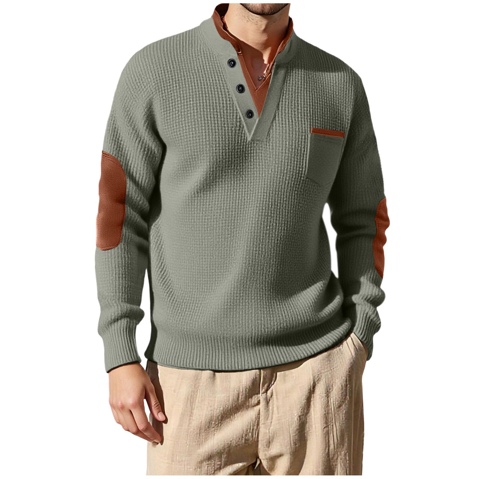 Sweat-shirt Henley Pour Homme - Fermeture éclair, Manches Longues, Style Décontracté Et Confortable