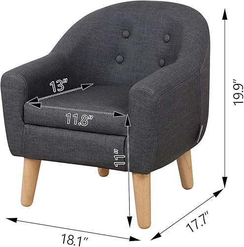 Miniatura 11 de Getifun Silla individual de PVC para niños, sofá para niños pequeños con patas de madera, sillón para niños para regalo de niños (amarillo)