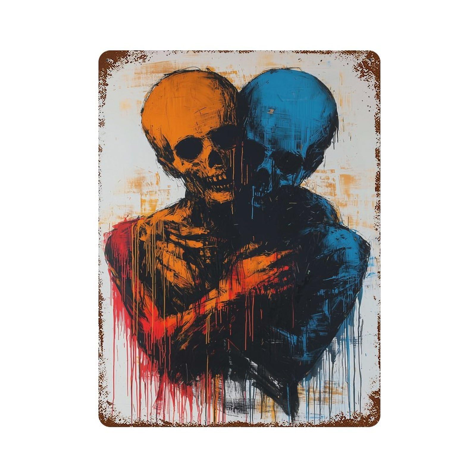 Duality of Souls Contemporary Expressionist Artwork Decorative Tin Sign 15.7"x11.8", Old School Wall Decor for Garage, Pub Or Kitchen