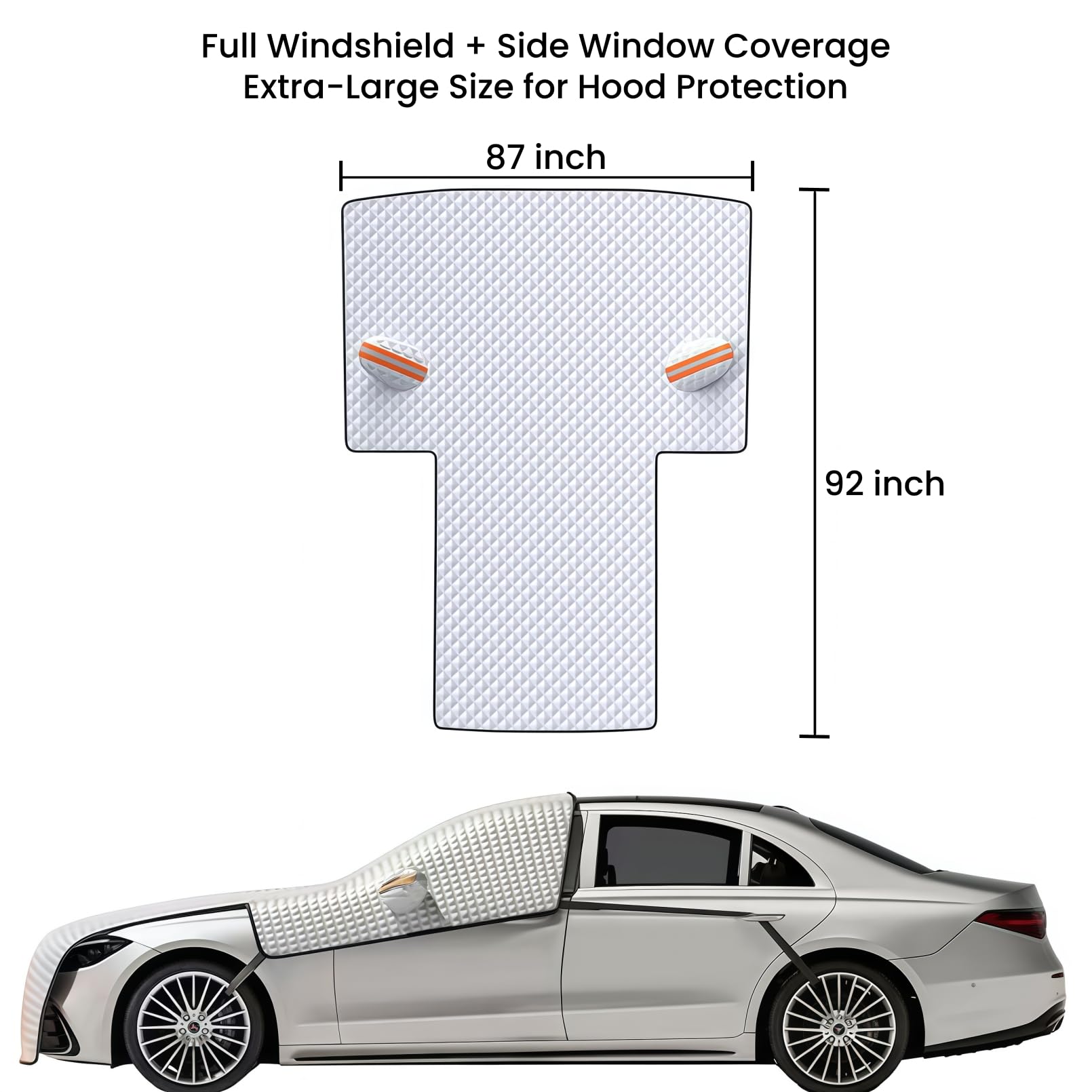 PONYBRO Heavy Duty Winter Car Snow Cover Thickened Enlarge 92x87 inch Waterproof Windshield Frost Cover for Ice and — view 2