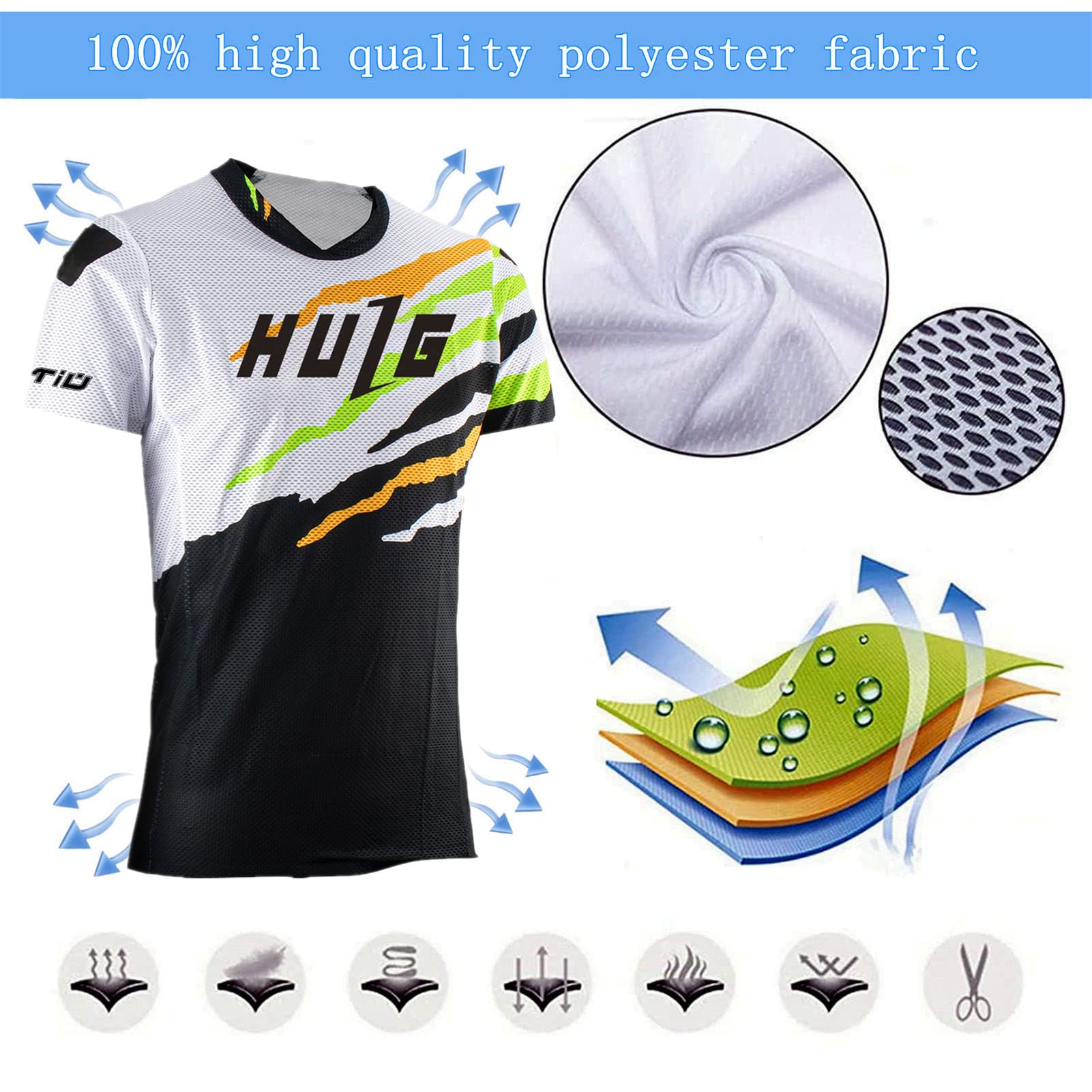 Maglia MTB Da Uomo Manica Corta,maglia Da Discesa,motocross Camicia Da Mountain Bike,consistenza Morbida, Assorbimento Dell'umidità MTB BMX