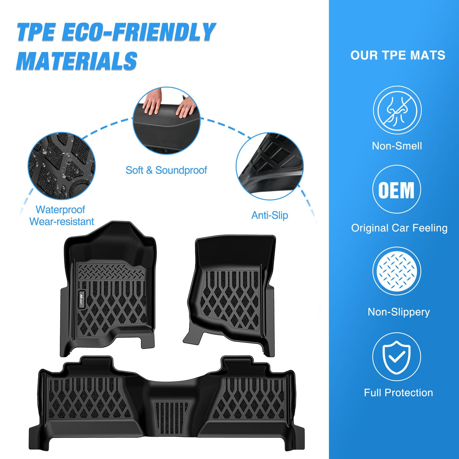 Nilight TPE Floor Mats for Chevy Silverado GMC Sierra 1500 Crew Cab 2007-2013 Silverado GMC Sierra 2500 3500 — view 3