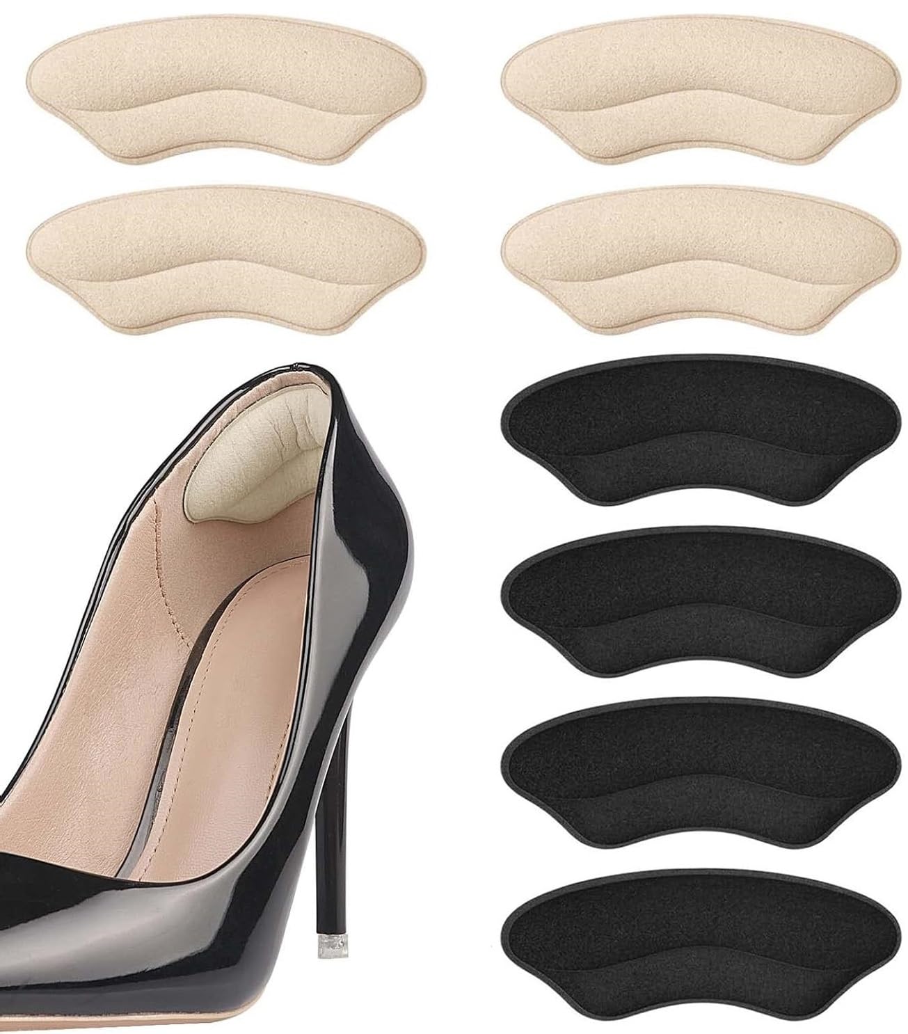 Heel Grip Liners Heel Protector Cushion Pads for Loose Shoes, 8 Pcs Self-Adhesive Liners, Improved inner Sole Preventing from Slipping & Blisters for Women (Slim-08) SHP-08