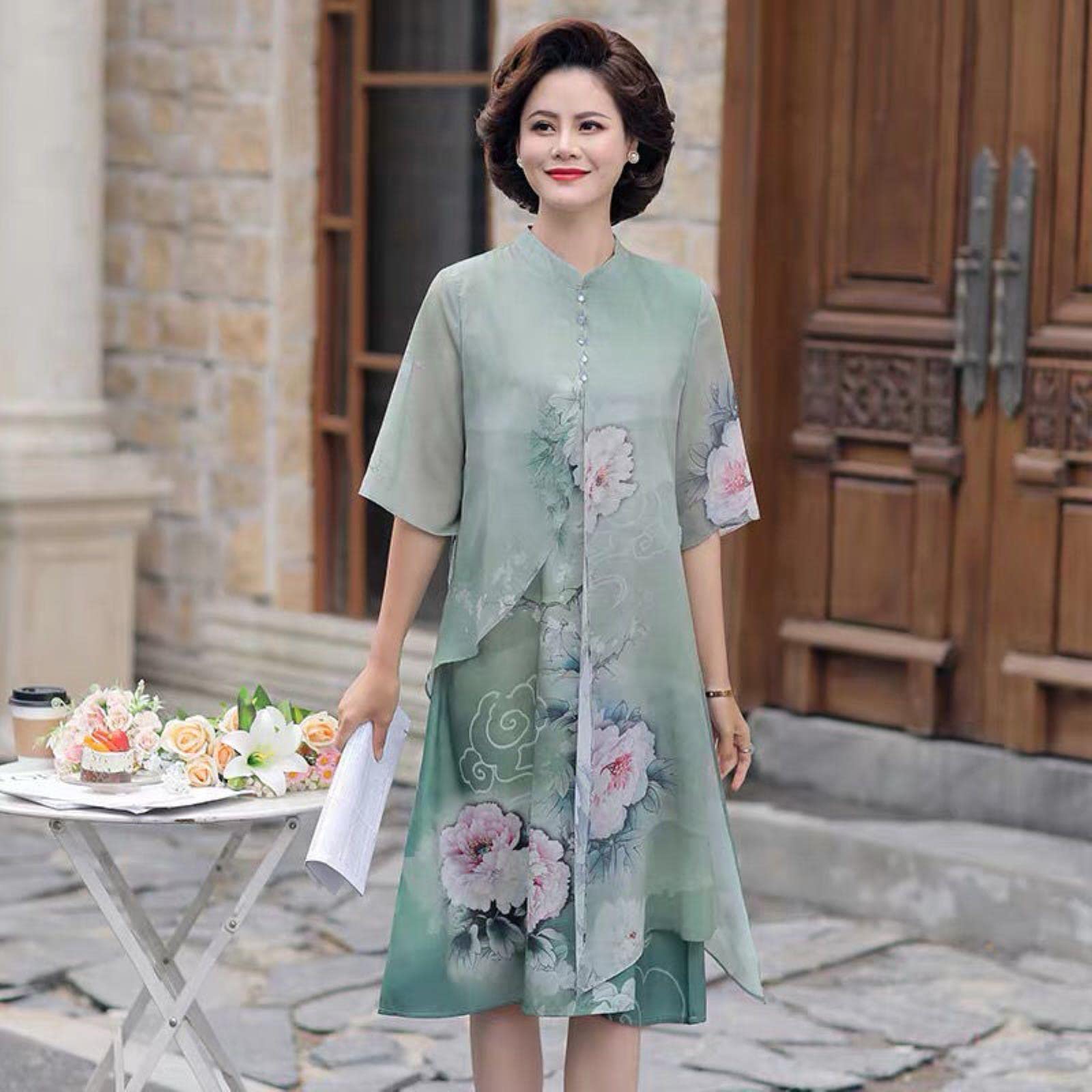 Amazon.com: REDBMX Women Long Dress Summer Soft Loose Cheongsam Dress Noble  Middle Aged Elderly Clothes : Clothing, Shoes & Jewelry