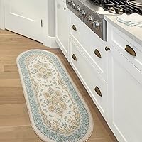 Vista 56 de Antep Rugs Alfombras Oriental - Alfombras tradicionales de 2 x 7 pies (antideslizante) de bajo perfil con parte trasera de goma para interiores Azul