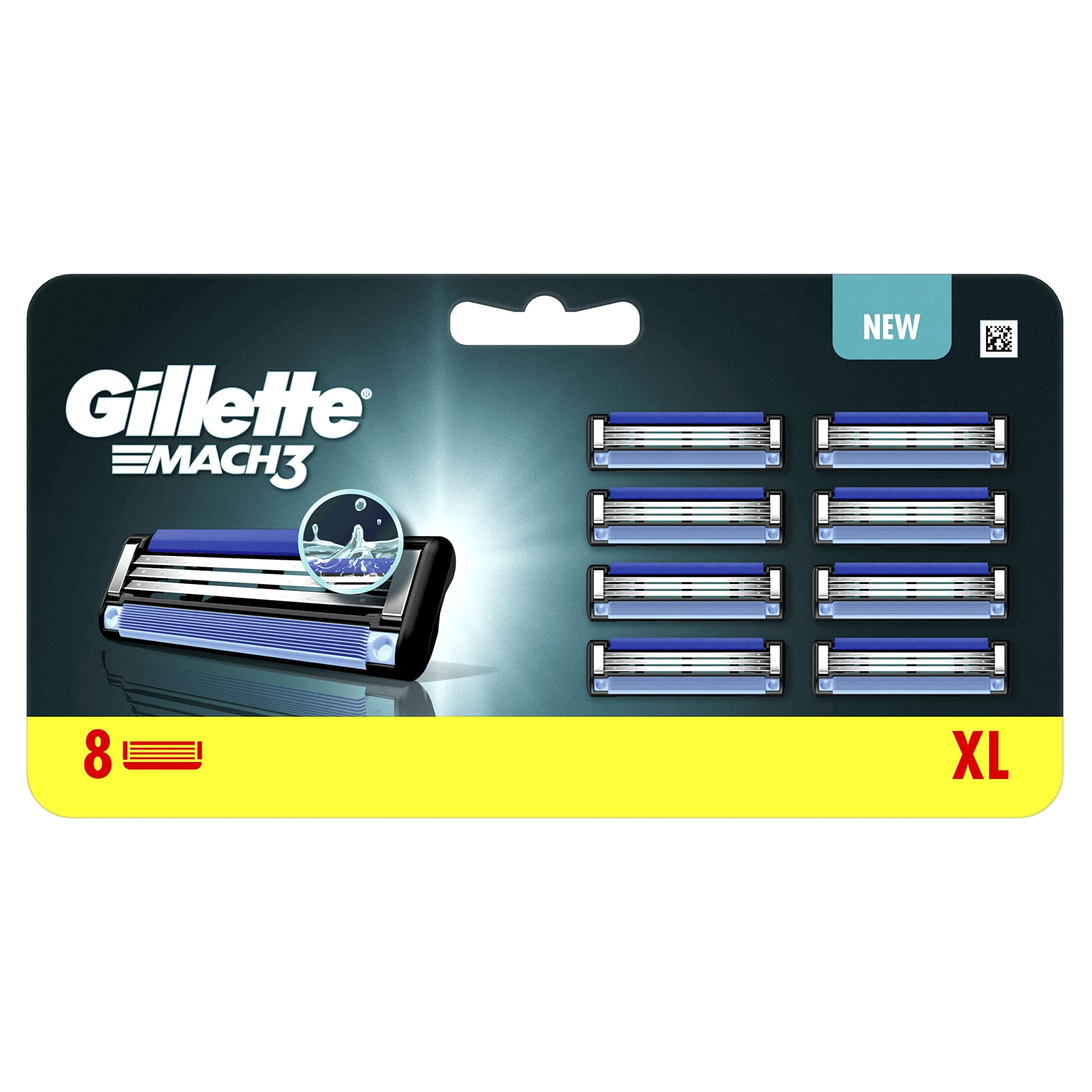 Gillette Mach3 Recharges De Lames De Rasoir Pour Homme, À 3 Lames, 8 Recharges De Lames, Lames Plus Résistantes Que L'Acier