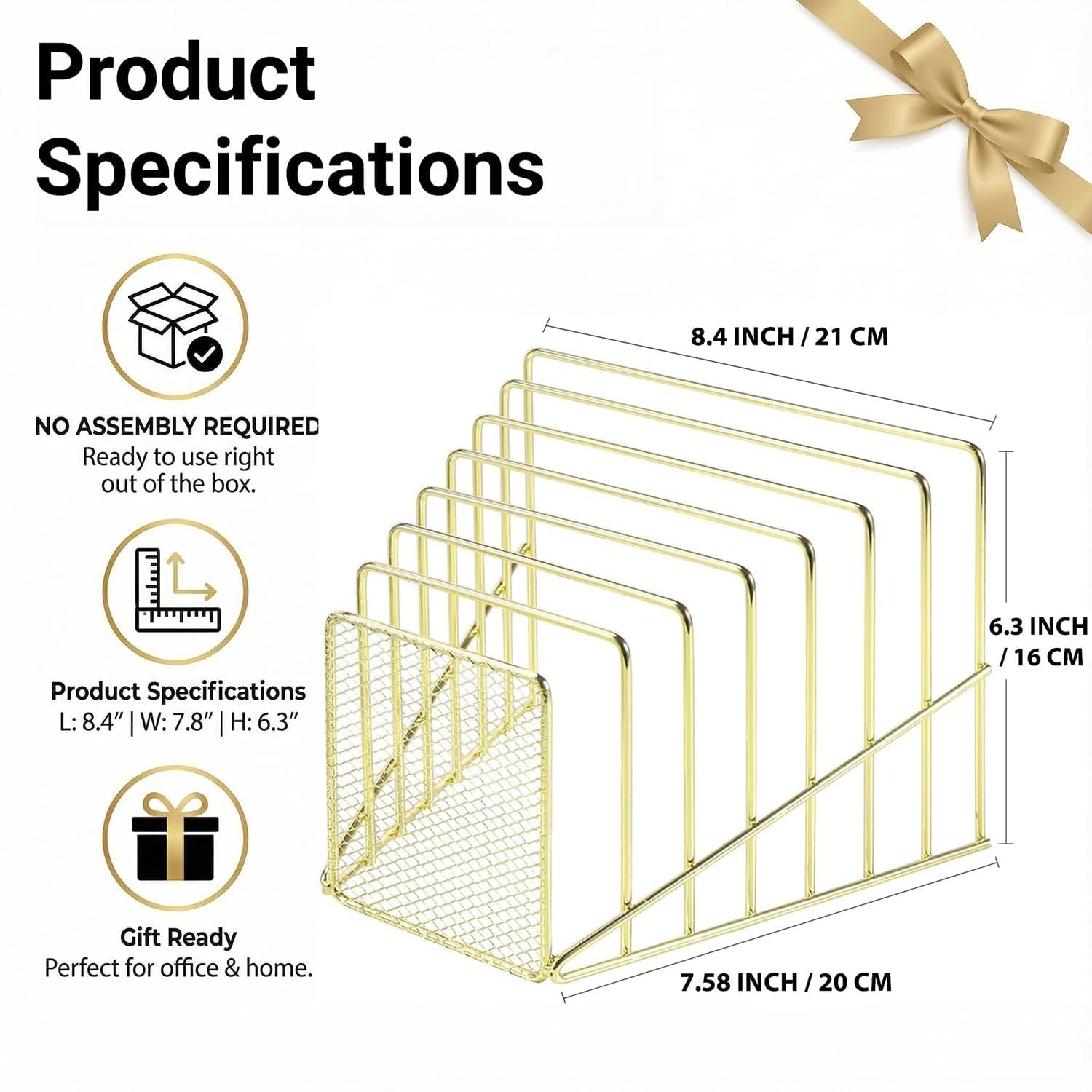Amazon.com: Simmer Stone Gold Desk Organizer 7 Slot Inclined