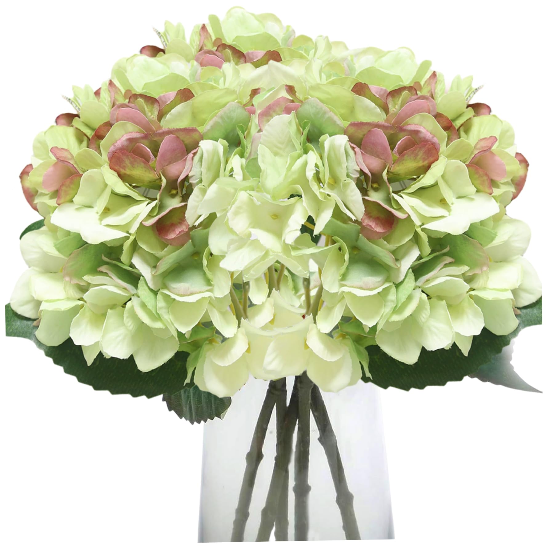 Tsawntd 3-Pack Hydrangea Artificial Flowers, Realistic Faux Hydrangeas with Bendable Stems, 15 Inch Tall Silk Hydrangea for Home Decor and Arrangements, Green Artificial Flowers Green Hydrangeas