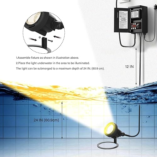 Miniatura 7 de GOODSMANN Iluminación de paisaje, 4 unidades, luces LED sumergibles bajo el agua, luces de fuente al aire libre, 5.4 W, 135 lúmenes, 2900 K, blanco
