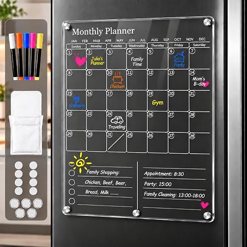 IDEATECH Acrylic Magnetic Fridge Calendar Magnet