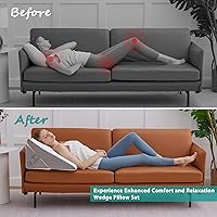 Vista 30 de Bedluxe - Juego de 4 almohadas ajustables de cuña para cama, almohada de espuma viscoelástica para después de la cirugía para el alivio del dolor