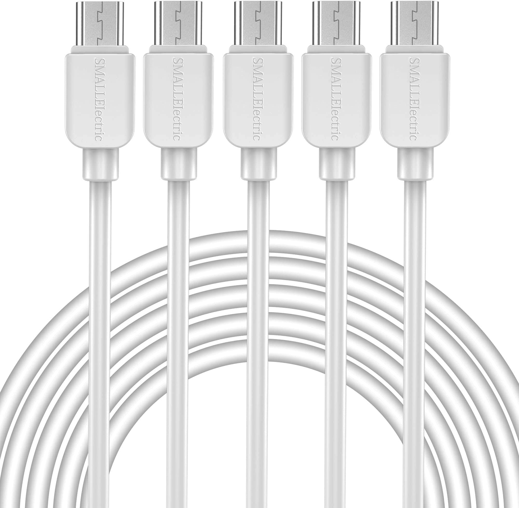 SMALLElectric Micro USB Cable (5-Pack, 6FT) Android Charger, Long Android Phone Charger Cord for Samsung Galaxy S7 S6 Edge J7 S5,Note 5 4,LG 4 K40 K20,MP3,Kindle,Tablet,White