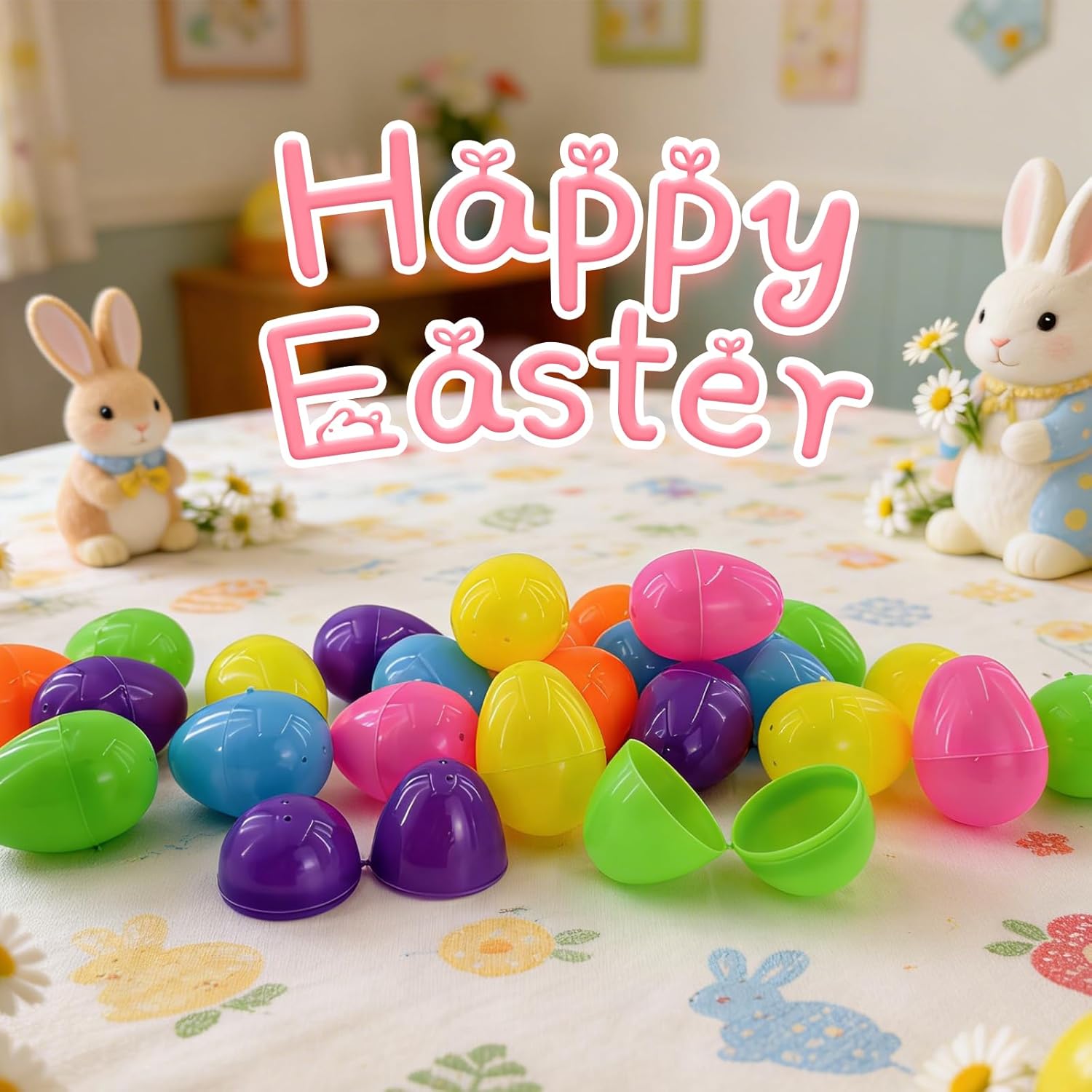2000 Pcs Easter Eggs, 2.36" Bright Colors Plastic Easter Eggs Empty, Easter Themed, Basket Stuffers Fillers