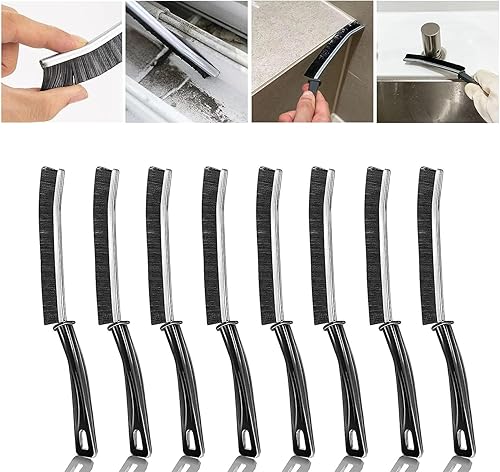 8 cepillos multiusos de limpieza de huecos, cepillo de limpieza de ranuras de ventana, cepillo de limpieza de huecos de baño adecuado para limpiar