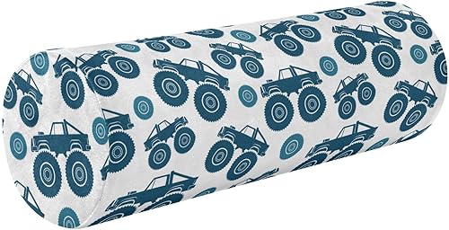 Dark Blue Monster Trucks Plush Bolster Pillow Bedding Essentials Round Neck Roll Pillow Outdoor Round Pillows Decorative Cylinder Pillow