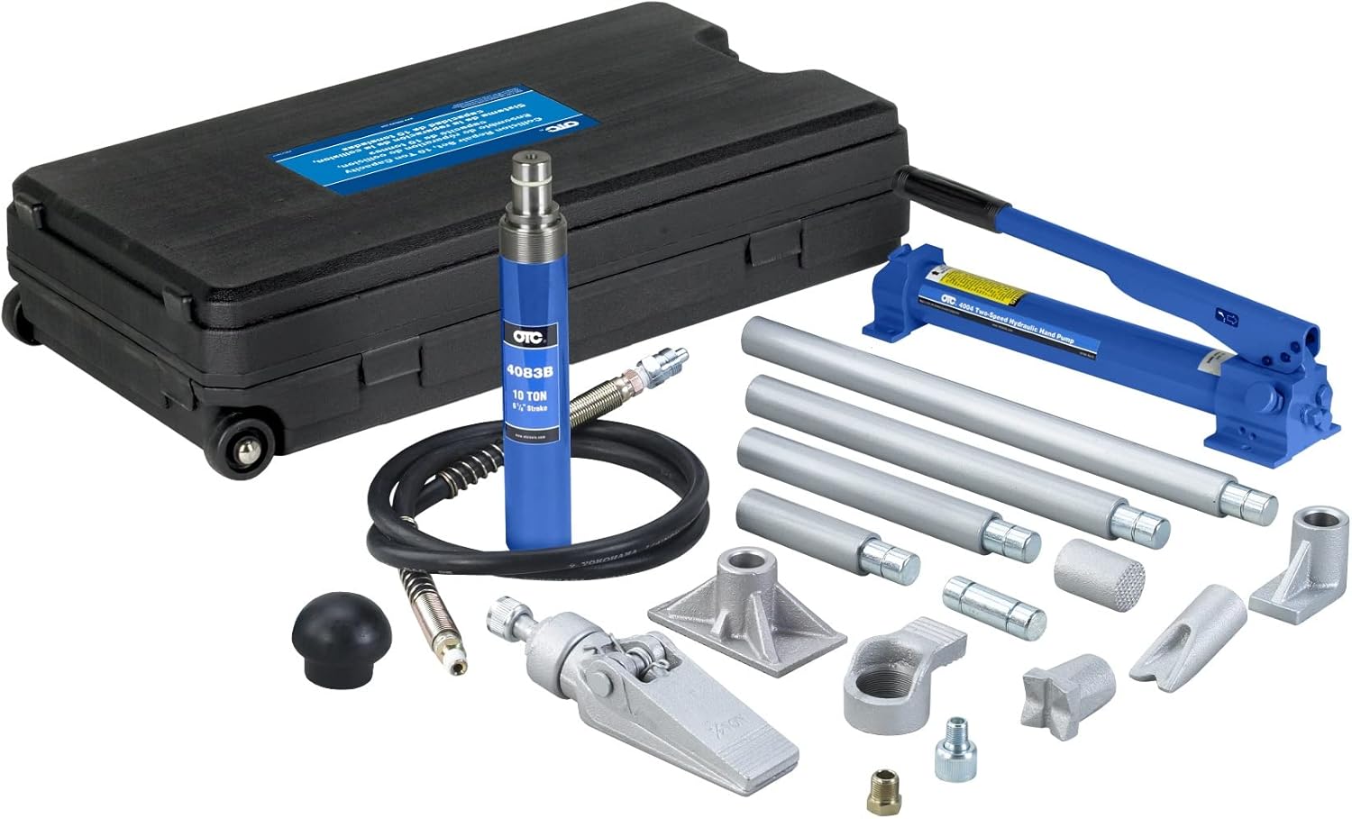OTC Tools & Equipment 1519B 10-Ton Collision Repair Set with Two-Speed Hydraulic Hand Pump