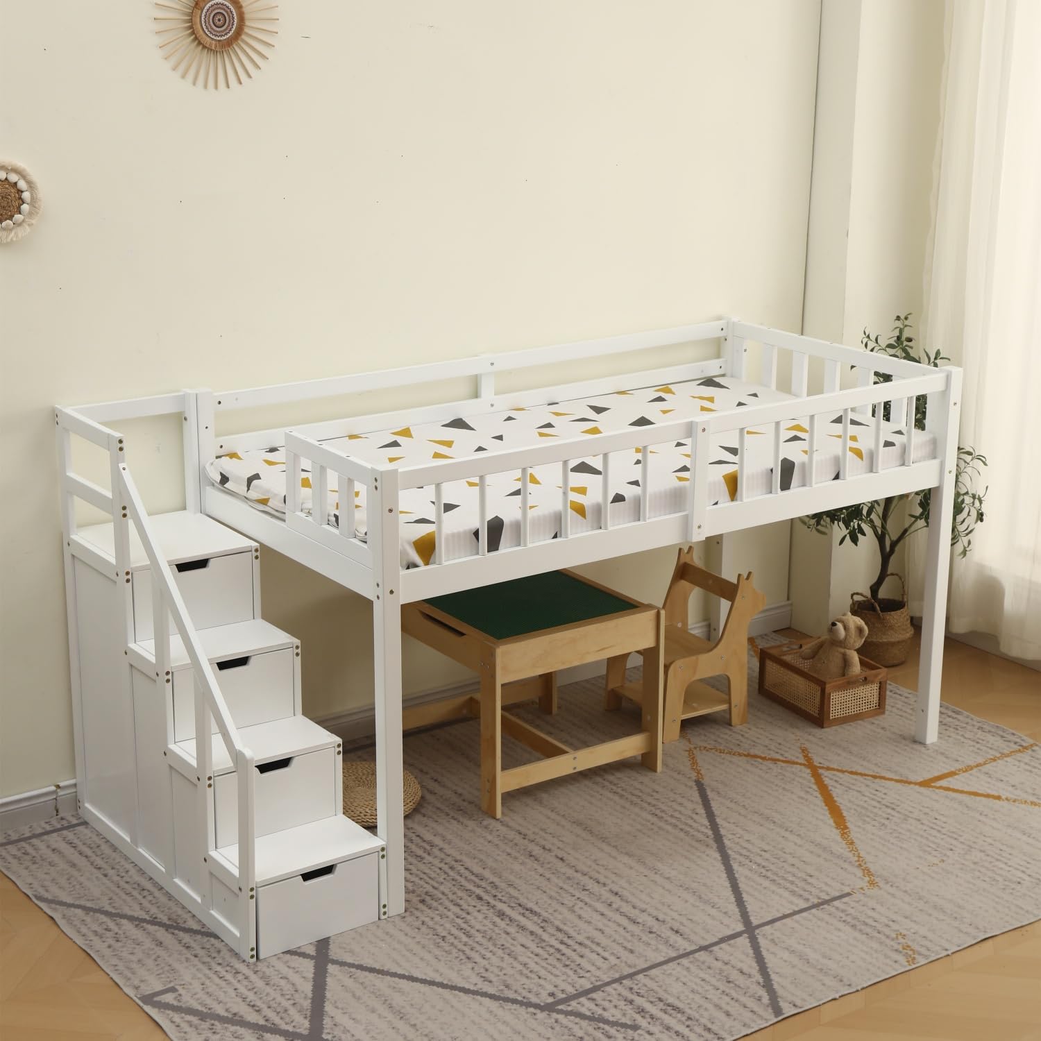 Amazon.co.jp: ロフトベッド 木製 ベッド ロフト システムベッド 97cm 