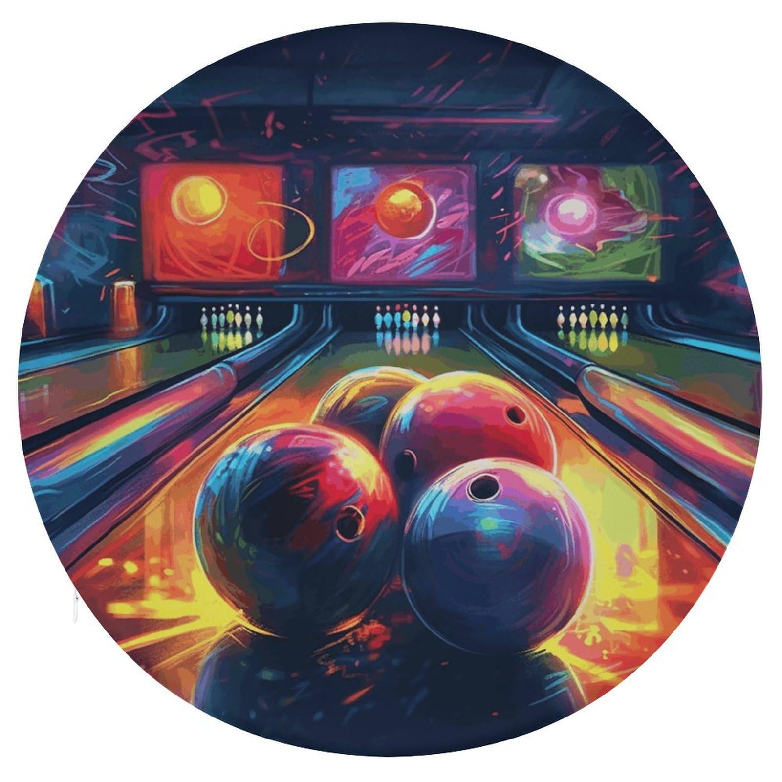 LZQPOEAS Bowling Balls Round Chair Cushion 15 Inch, Detachable Memory Foam Seat Cushion,Circle Stool Cushion, Soft Round Chair Pad with Removable Cover