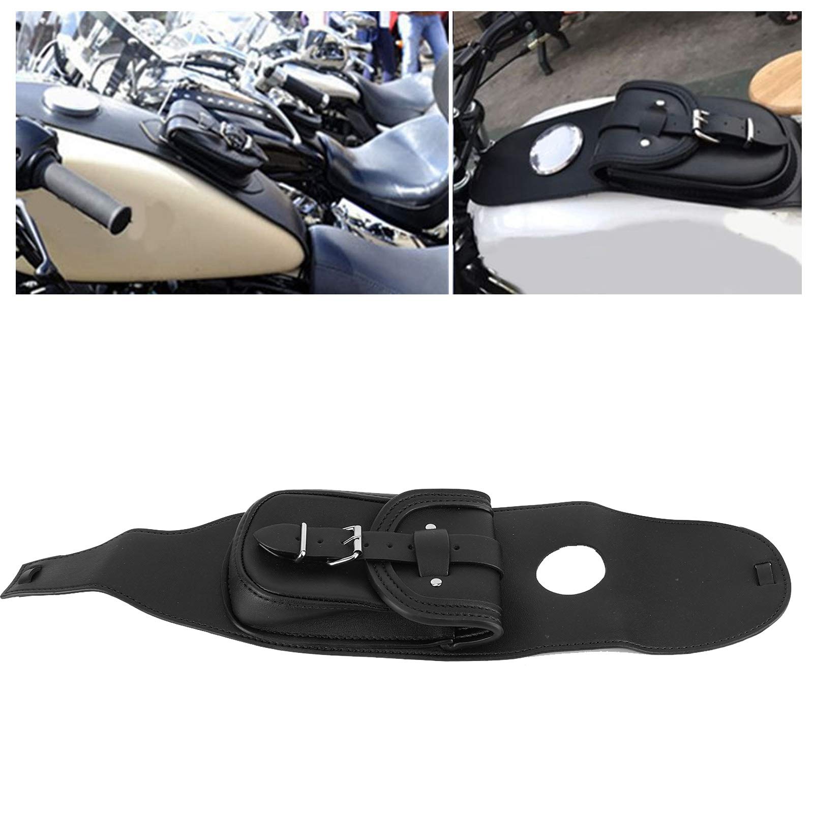 Pokrywa zbiornika paliwa motocykla Torba pokrywa paliwa Torba motocyklowa PU Skóra Pokrywa zbiornika paliwa gazowego Panel Pad Śliniak z etui Torba panelowa Torba na (Schwarz)