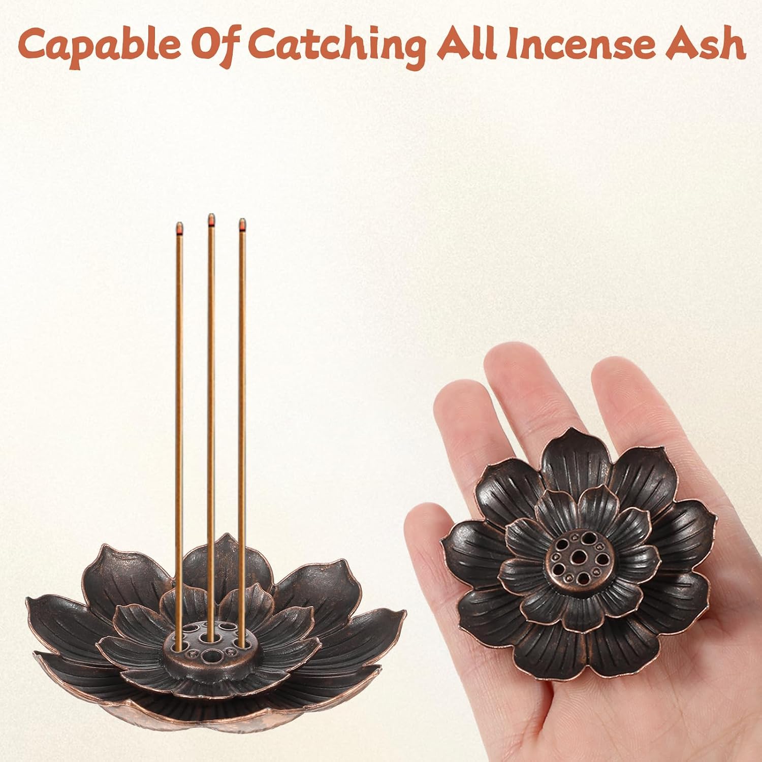 6 Pcs Incense Holder for Sticks, Lotus Insense Burner Holders with 6 Holes, Copper Lotus Incense Stick Holders for Home Fragrance Meditation Yoga Sauna SPA