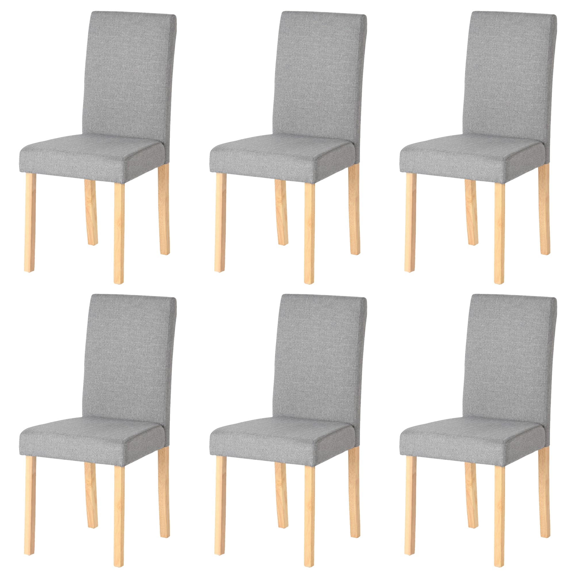 Silla Gris de Comedor Madera Pack 6 Cadeiras Cozinha, Sillas de Cocina Pack 6 Sillas Escandinava para Salón/Restaurante/Cafetería/Oficina/92cm Alto/Patas Madera 5cm Grosor/Tapicería Lino Gris