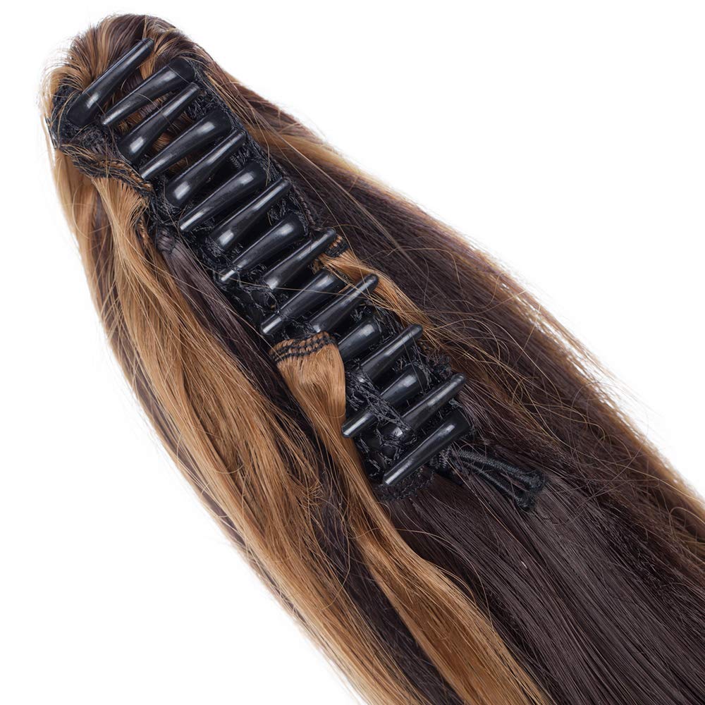 32"(81cm) SEGO Coleta Postiza Larga Pelo Sintético Se Ve Natural [Castaño Oscuro] Extensiones de Cabello Clip Cola Lisa Ponytail Extension (140g) — view 35