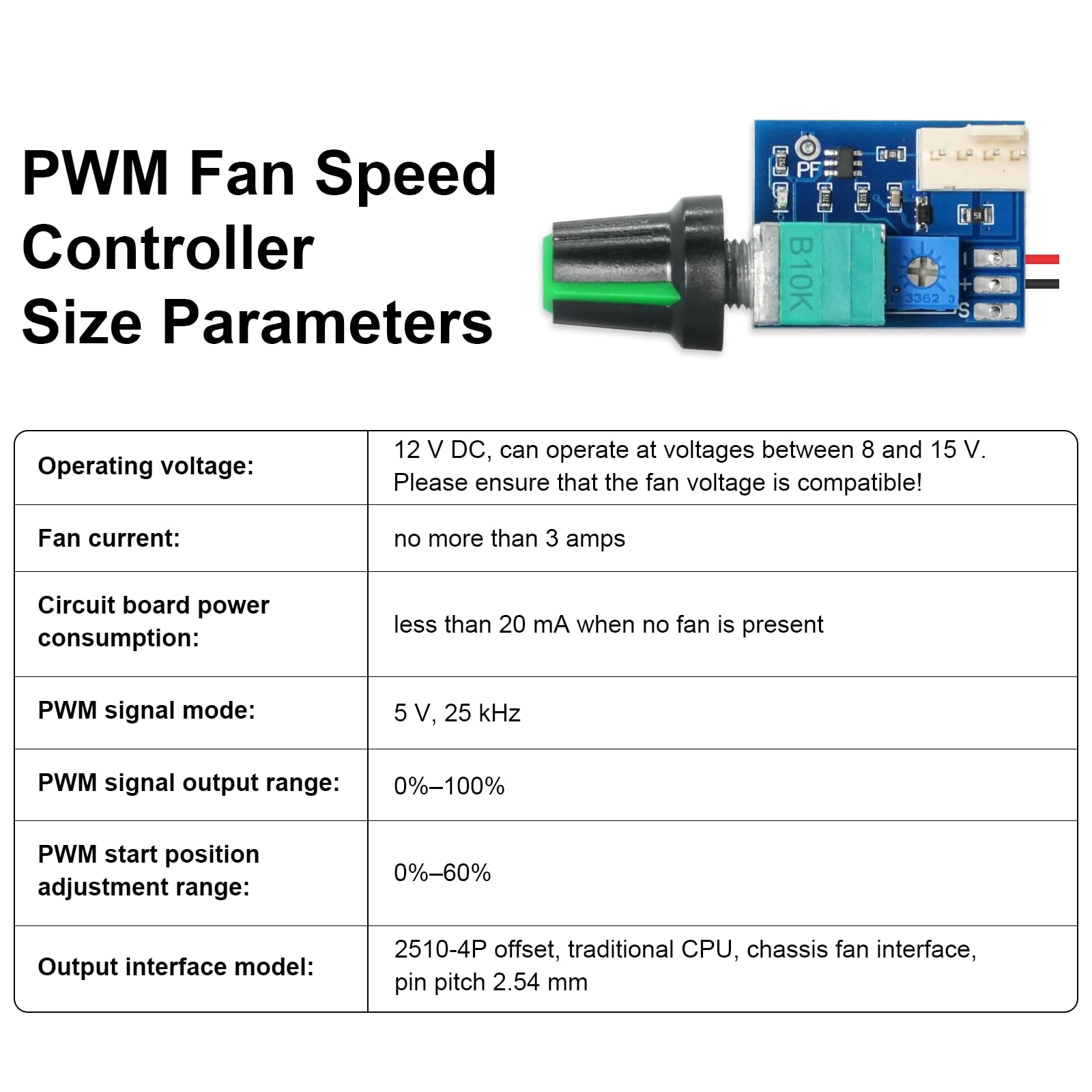 1 PCS PWM Regolatore di velocità della ventola,4Pins 1 canali fan controller PC CPU Manopola di controllo della velocità del regolatore per Il Telaio del PC del Computer（Con precablaggio）