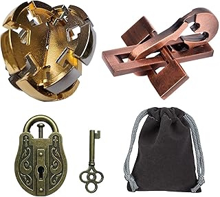 GINFH Brain Teaser Puzzle 3D Unlock Interlocking Puzzle Metal Hole Lock Adult Educational Toy Puzzle IQ Puzzle (3 Combinations)