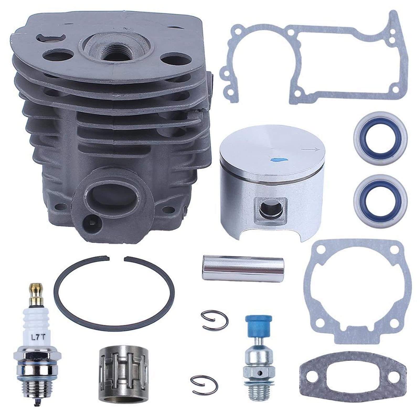 Kit de bujías de Sello de Aceite de pistón de Cilindro de 46mm, for Piezas de Motosierra Husqvarna 51 55 Rancher 503609171 503 60 91-71 Pistón de Cilindro de jardín