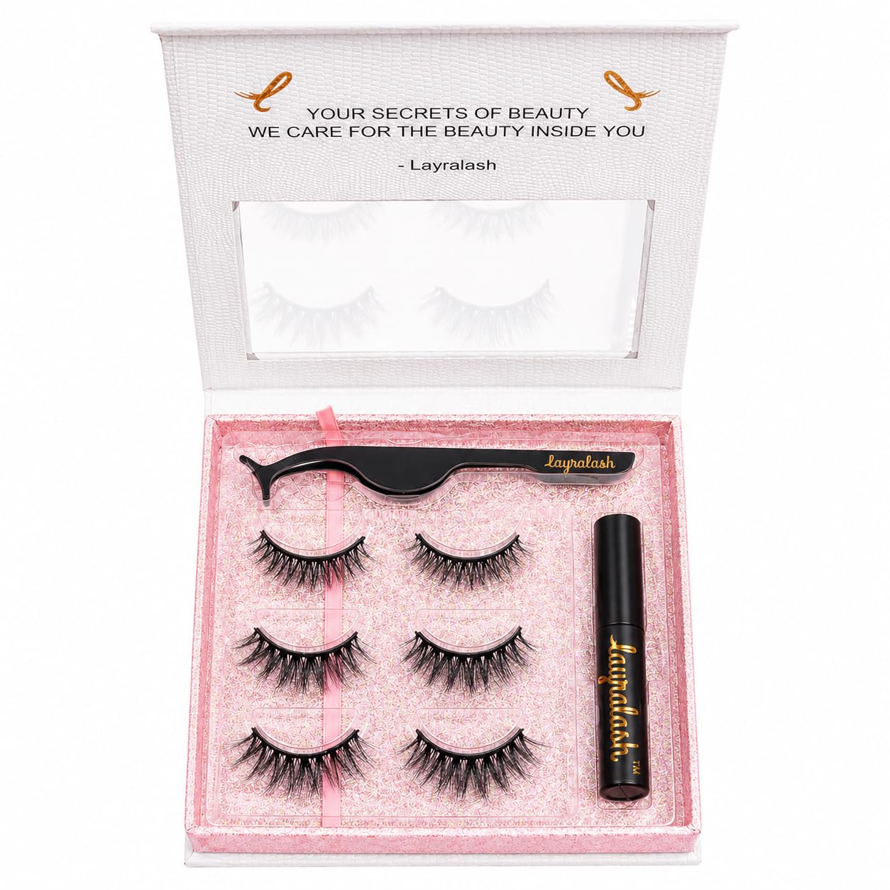 Magnetic False Eyelash Kit || Super Strong with Power of 10 Magnets || Waterproof Liquid EyeLiner || Simple & Coloured Eye Lashes || Reusable Lashes 3 Pairs with Applicator (Doll Pink)-image-19