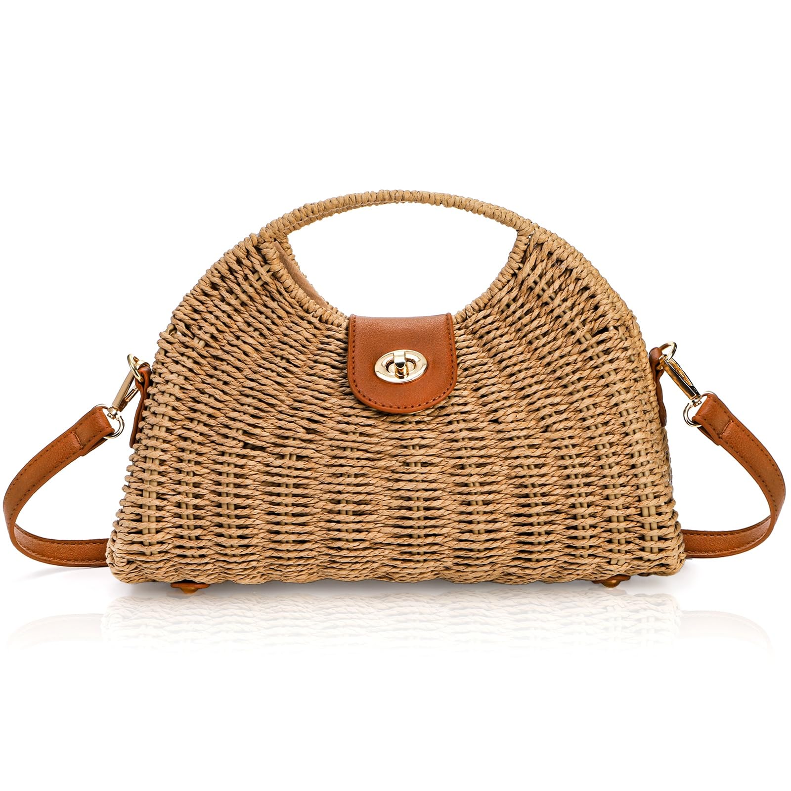ZAVOOS Straw Crossbody Bag for Women, Handwoven Rattan Beach  display picture 1