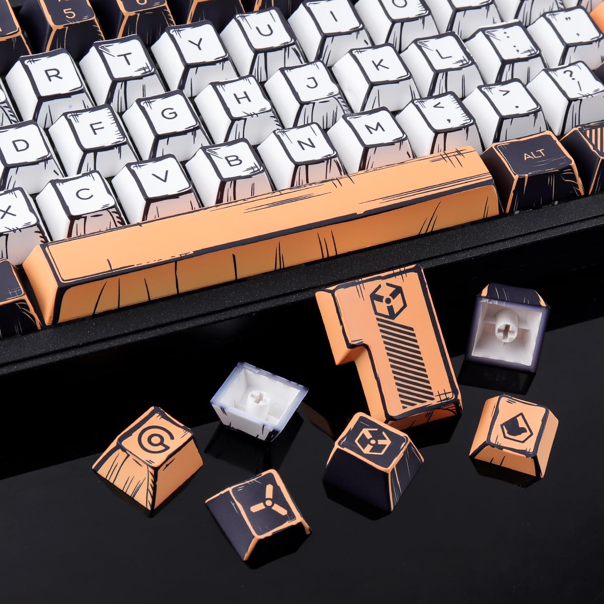 Sunzit Set di 147 copritasti in PBT, a tema manga, con profilo in ciliegio personalizzato, per switch MX ISO/ANSI, layout UK