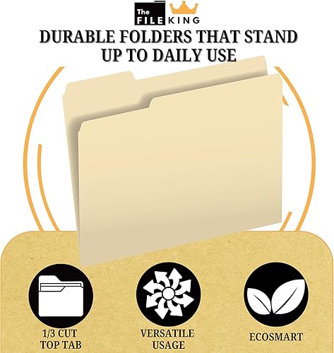 Miniatura 3 de The File King Carpetas de archivo de corte 13, tamaño carta, paquete de 100 unidades, carpetas Manilla de 8.5 x 11 pulgadas, hechas en Estados