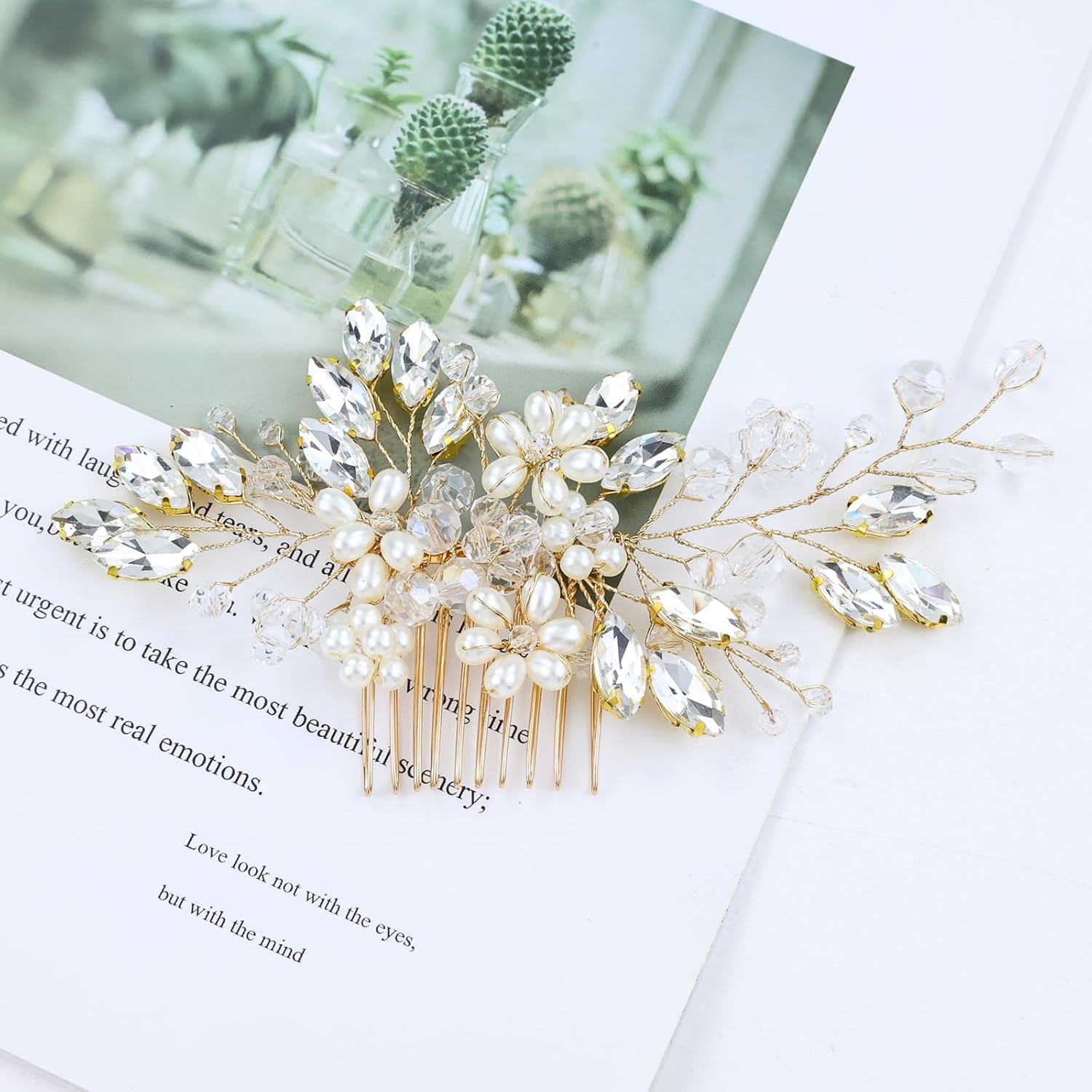 inSowni 17 Pieces Gold Metal Rhinestone Pearl Wedding Bridal Hair Side Comb Slides+U-shaped Flower Hair Pins+Pearl Twist Spiral Hairpins for Brides Bridesmaids Women Girls - Image 8