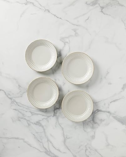 Miniatura 2 de LENOX 895720 French Perle Groove - Platos de postre (4 unidades), color blanco