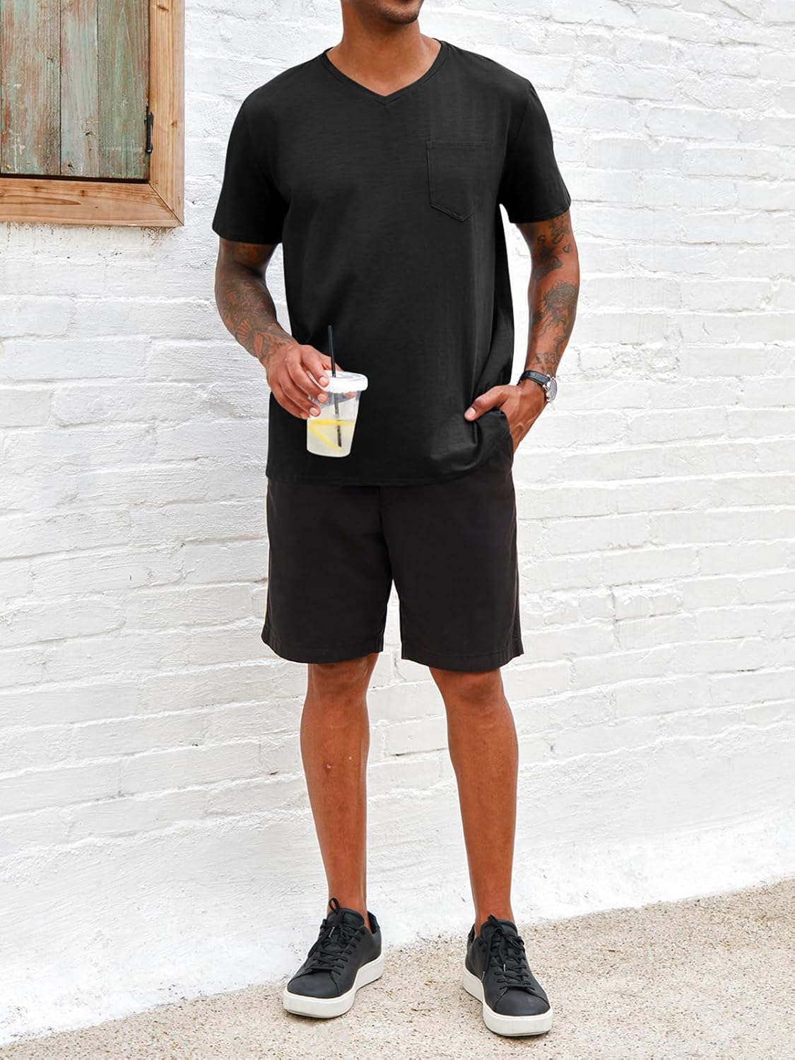 Runcati Mens Short Sleeve T-Shirts Casual V Neck Cotton Tee Summer Beach Tops with Pocket - Image 4