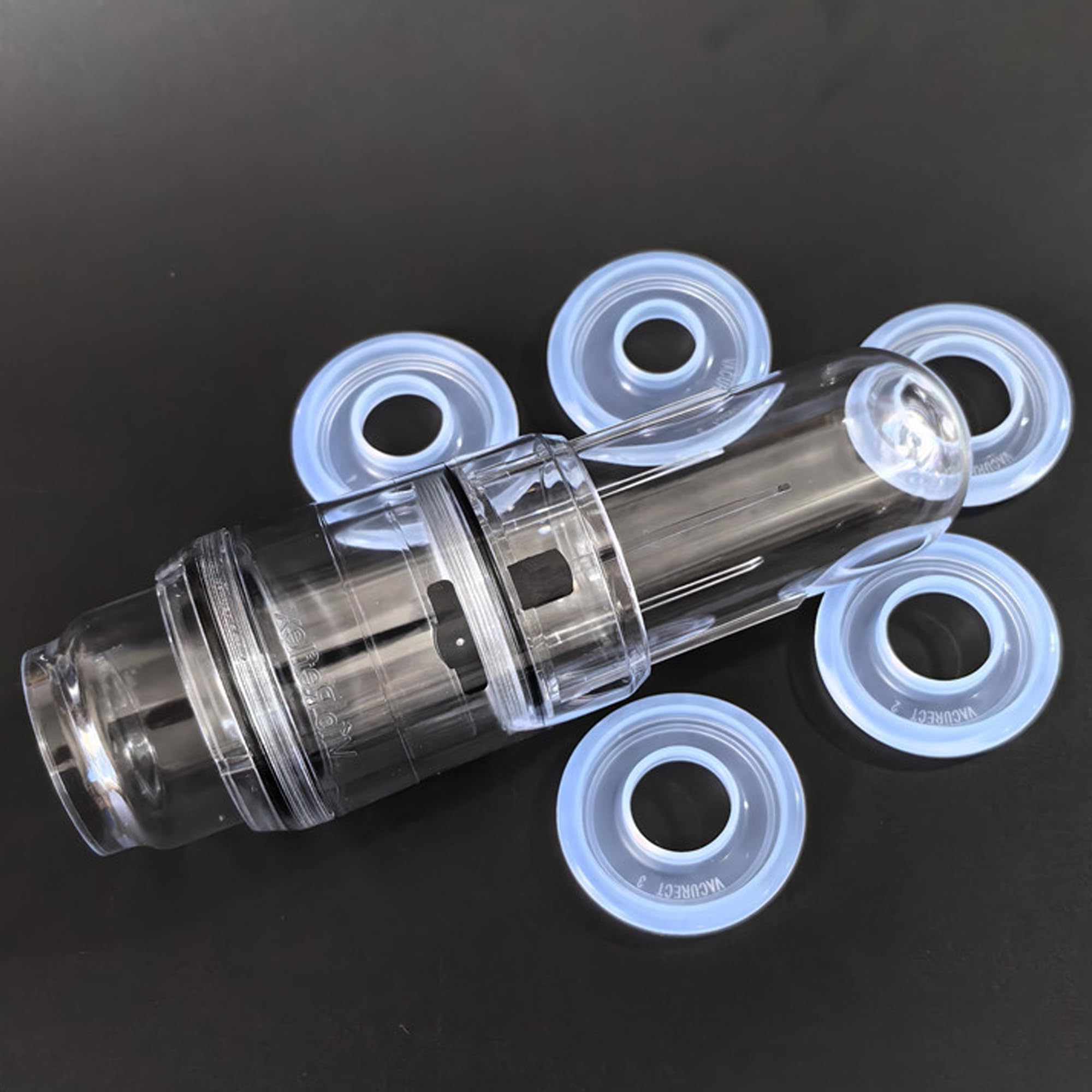 Pompe à vide manuelle pour homme avec cinq anneaux en silicone entraînement de puissance contrôle progressif du volume et des sensations pour exploration intime maîtrisée