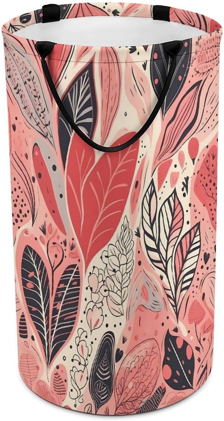 Leaves of Different Shapes Laundry Basket Freestanding Laundry Hamper with Handles Waterproof Dirty Clothes Hamper Collapsible Washing Bin Aesthetic Clothes Basket for Bathroom Bedroom Dorm