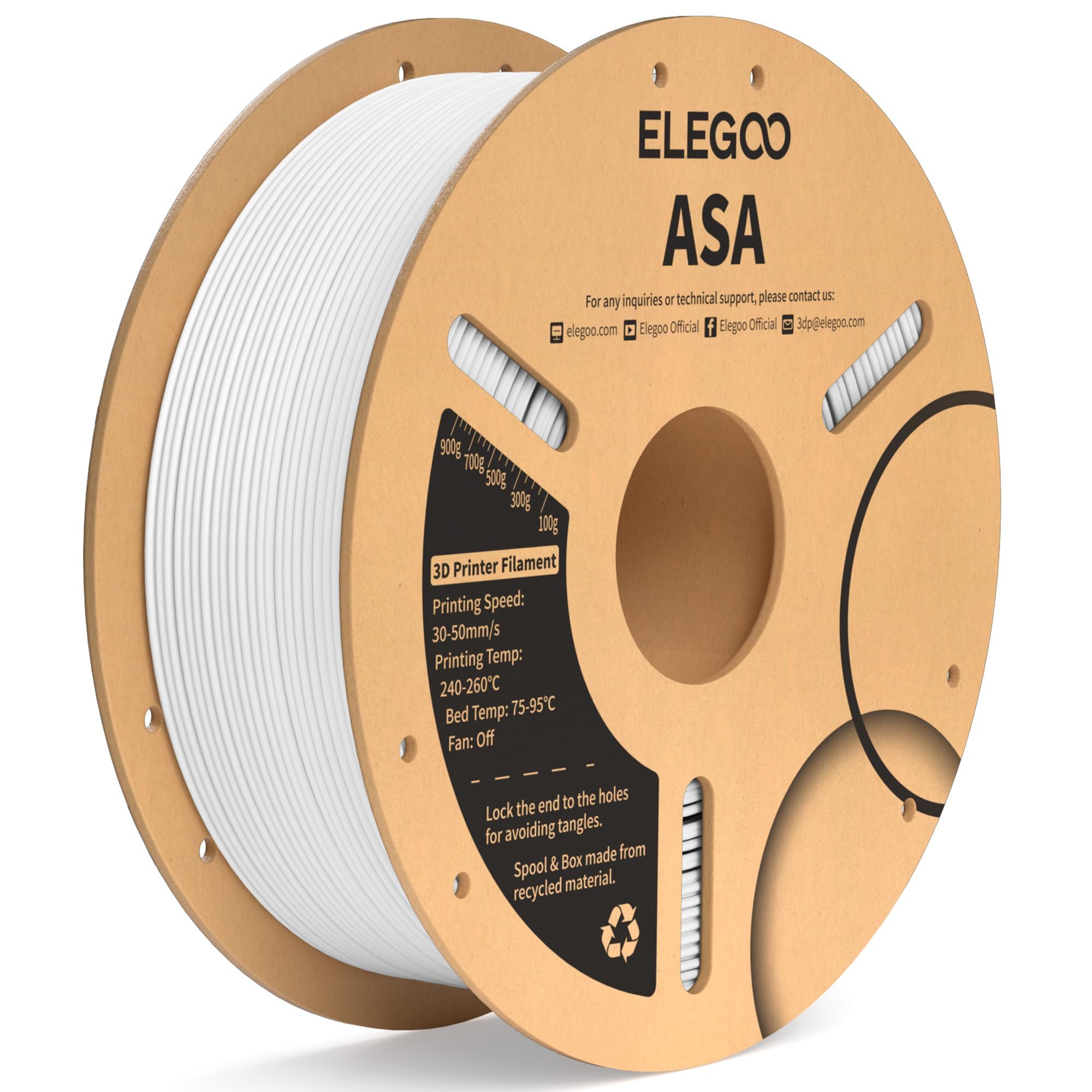 ELEGOO ASA Filament 1.75mm White 1KG, UV & Weather Resistant 3D Printer Filament Perfect for Outdoor Functional Parts, Dimensional Accuracy +/- 0.02mm, 1kg (White) (B0D4211L7J) Amazon Price History, Amazon Price Tracker