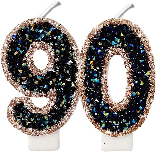 Miniatura 225 de Velas de números con purpurina de oro rosa de 2.8 pulgadas, muchos colores, regalos de cumpleaños de 22 años, velas de cumpleaños, velas de números