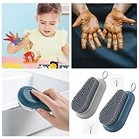 Vista 5 de 2 cepillos de uñas resistentes para limpiar las uñas, cepillo de uñas azul y gris, cepillo duradero con cerdas rígidas para uñas, cepillo de mano
