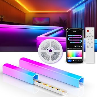 Smart LED Strip Lights with Covers 16.4ft, RGB+WW+CW Strip Light Compatible with Alexa, Cove Lighting with Diffuser Channel, Decor for Under Cabinet, Skirting Lines, Bedroom, Studio