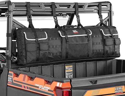 KEMIMOTO Double UTV Gun Bag Rack, Soft Gun Carrier Rifle Case Storage Rear Roll Cage for Hunting Gear, Compatible with Polaris Ranger, Kawasaki, and