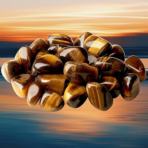 Miniatura 6 de QINJIEJIE Piedras pulidas de ojo de tigre de 0.9 libras, piedras preciosas a granel de 0.6 a 1 pulgada, rocas de piedra irregular, cristal curativo