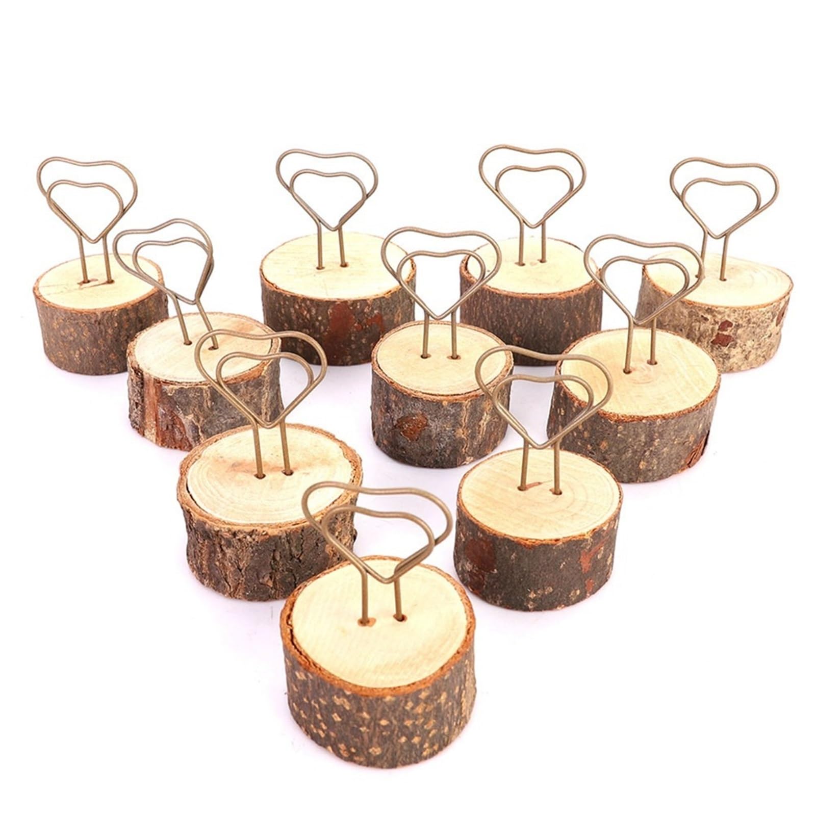 Memo-Clip-Halter, 20/80 Stück, Retro-Holz-Clip-Halter, Herz-Basis, Memo, Foto, Eisendraht, Tischnummer, Jahrestag, Party, für Tische, Laden, Etiketten, Büro, Hochzeit, Party