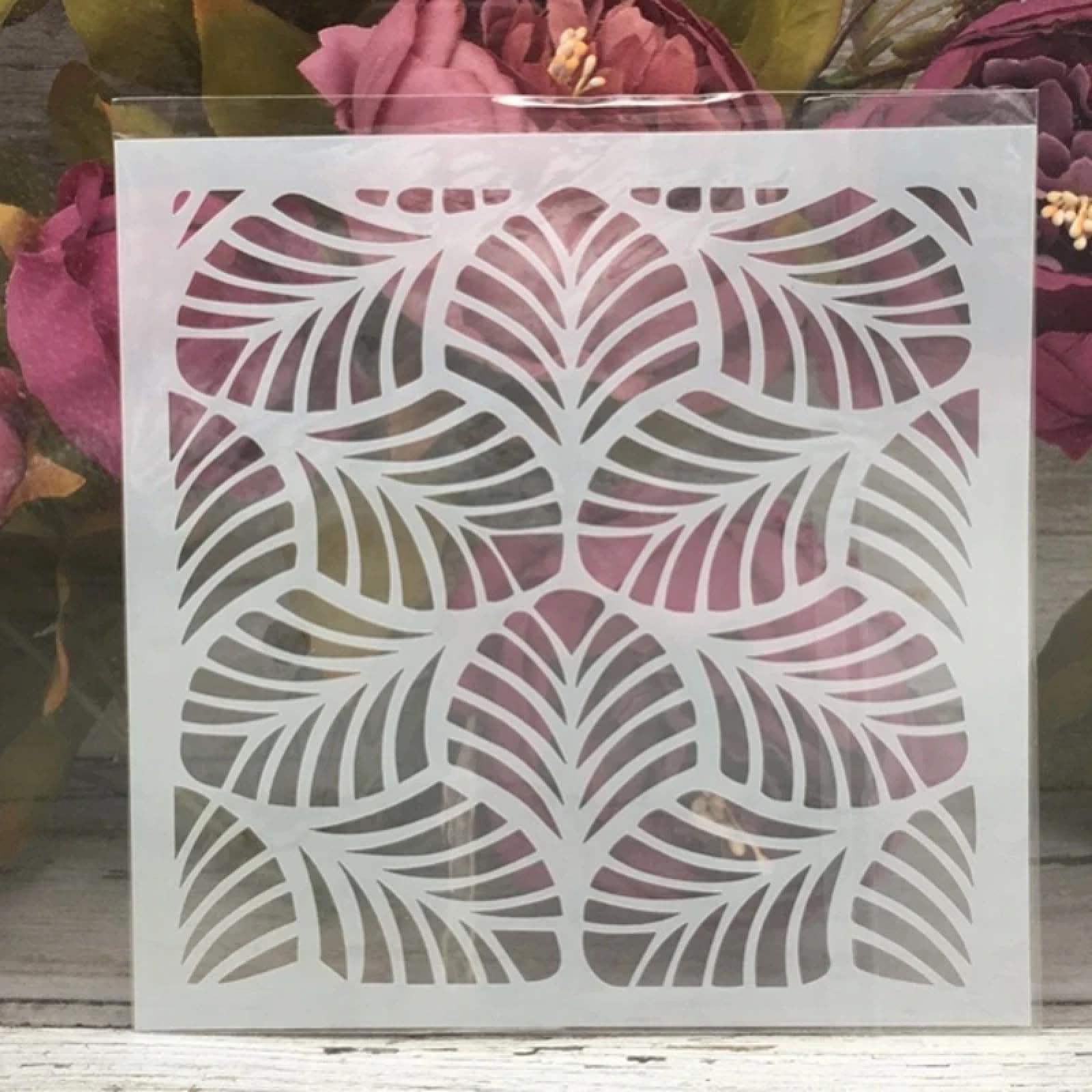 Stencil per dipingere su legno, 8 pezzi, 15 x 15 cm, motivo: foglie ondulate, nuvole, riutilizzabili, per dipingere su legno, pareti, porte, tela, decorazioni per la casa