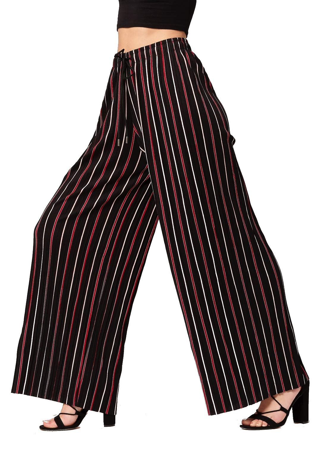 Regular and Plus Sizes Premium Stretch Palazzo Pants for Women High Waisted Micro Pleated