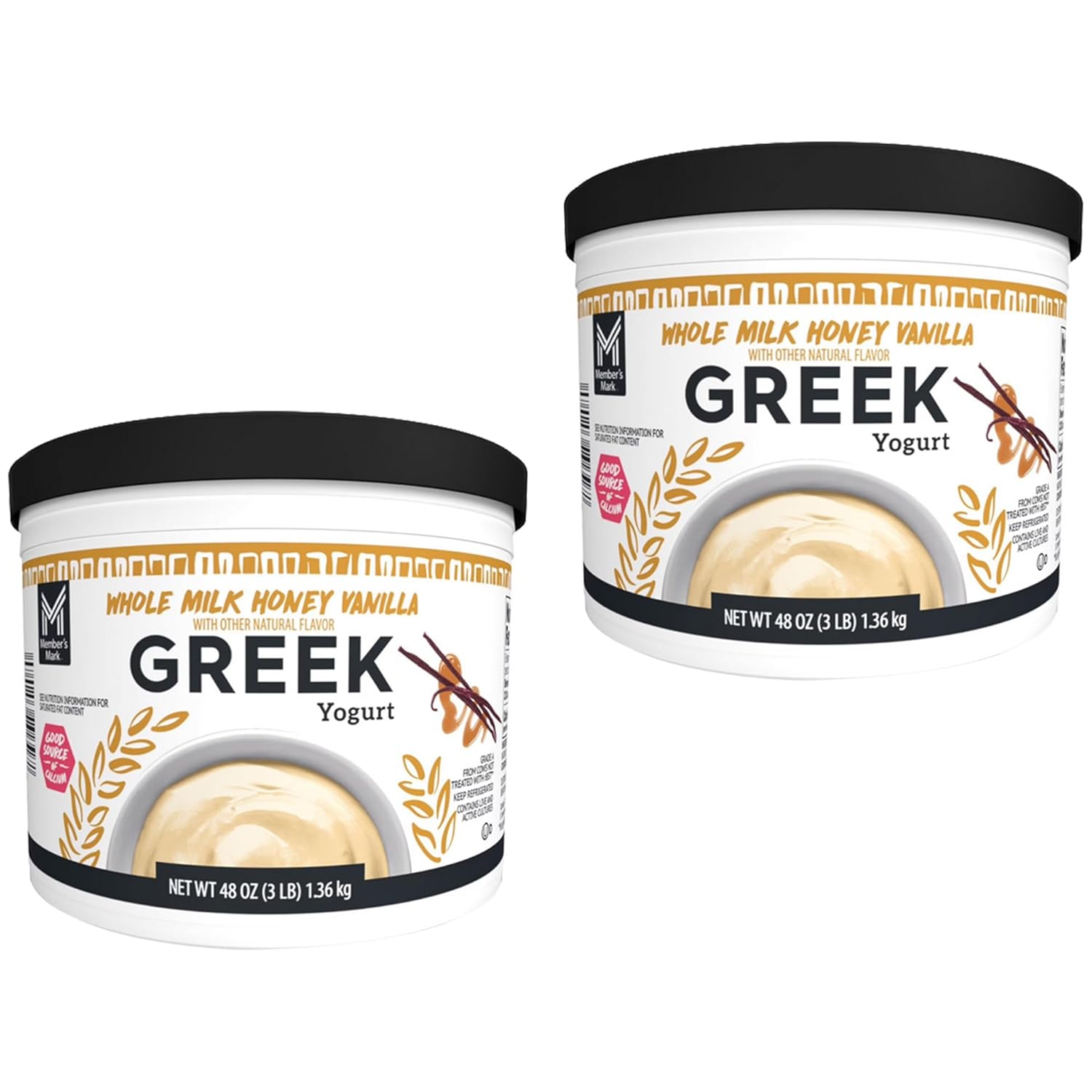 Honey Vanilla Whole Milk Greek Yogurt, 48 oz, 2PK