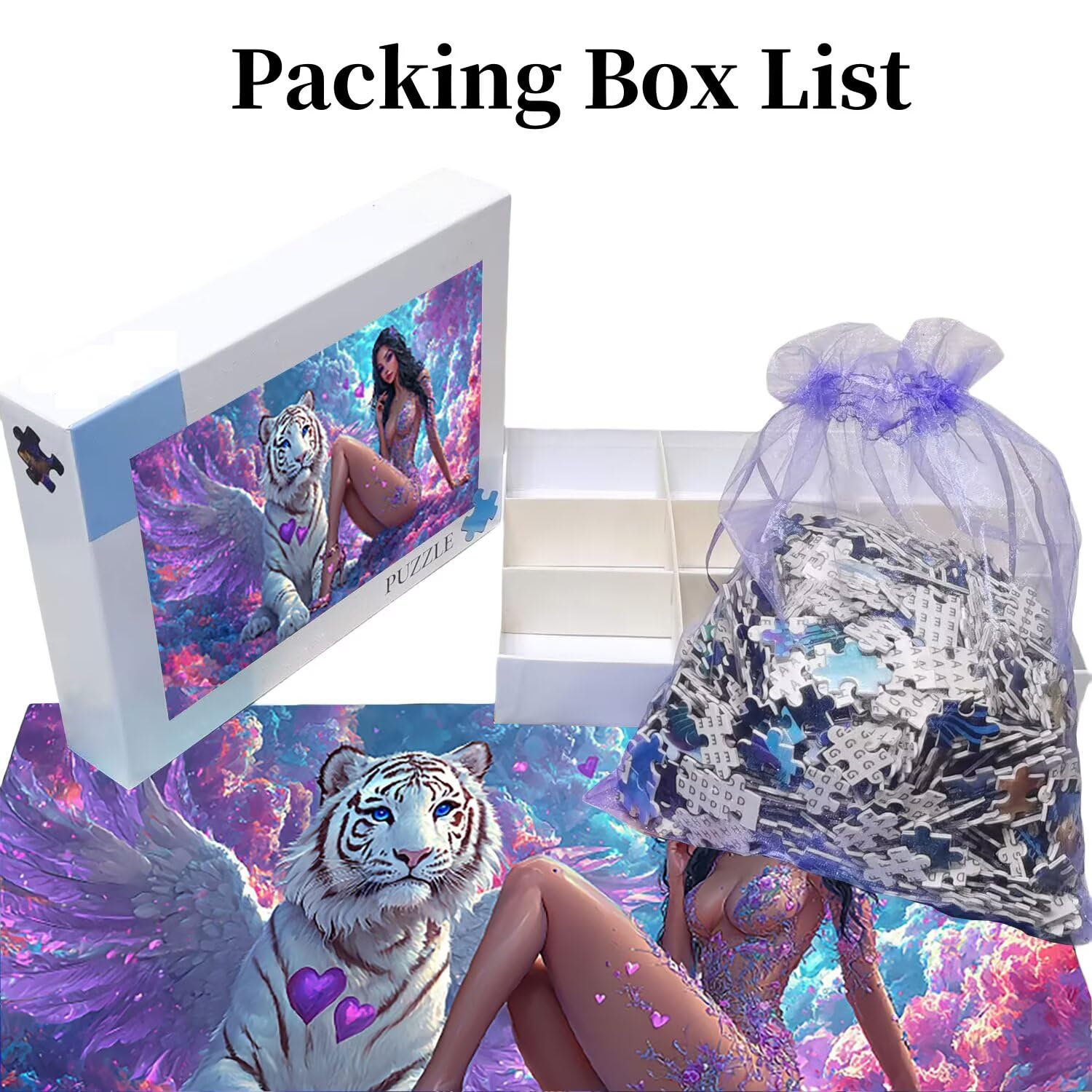 Puzzle dla dorosłych 1692 sztuk, Tiger sexy woman Puzzle, twardy, wyzwanie, puzzle idealnie pasują, napis na plecach, bez pudru, prezent dla seniorów (179 x 31 cm) v632